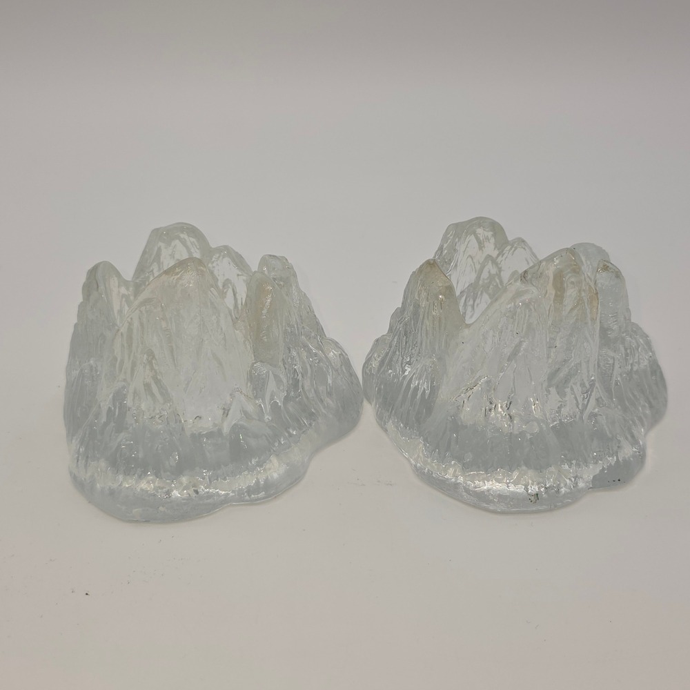 Iittala Candle Holder Set of 2 Ultima Thule Ice Glass Mountain Clear OS